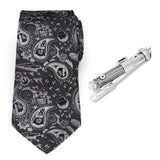 Star Wars Darth Vader Black and Gray Paisley Tie and LIGHTSABER Tie Clip Gift Set - Cufflinks.com - Flyclothing LLC