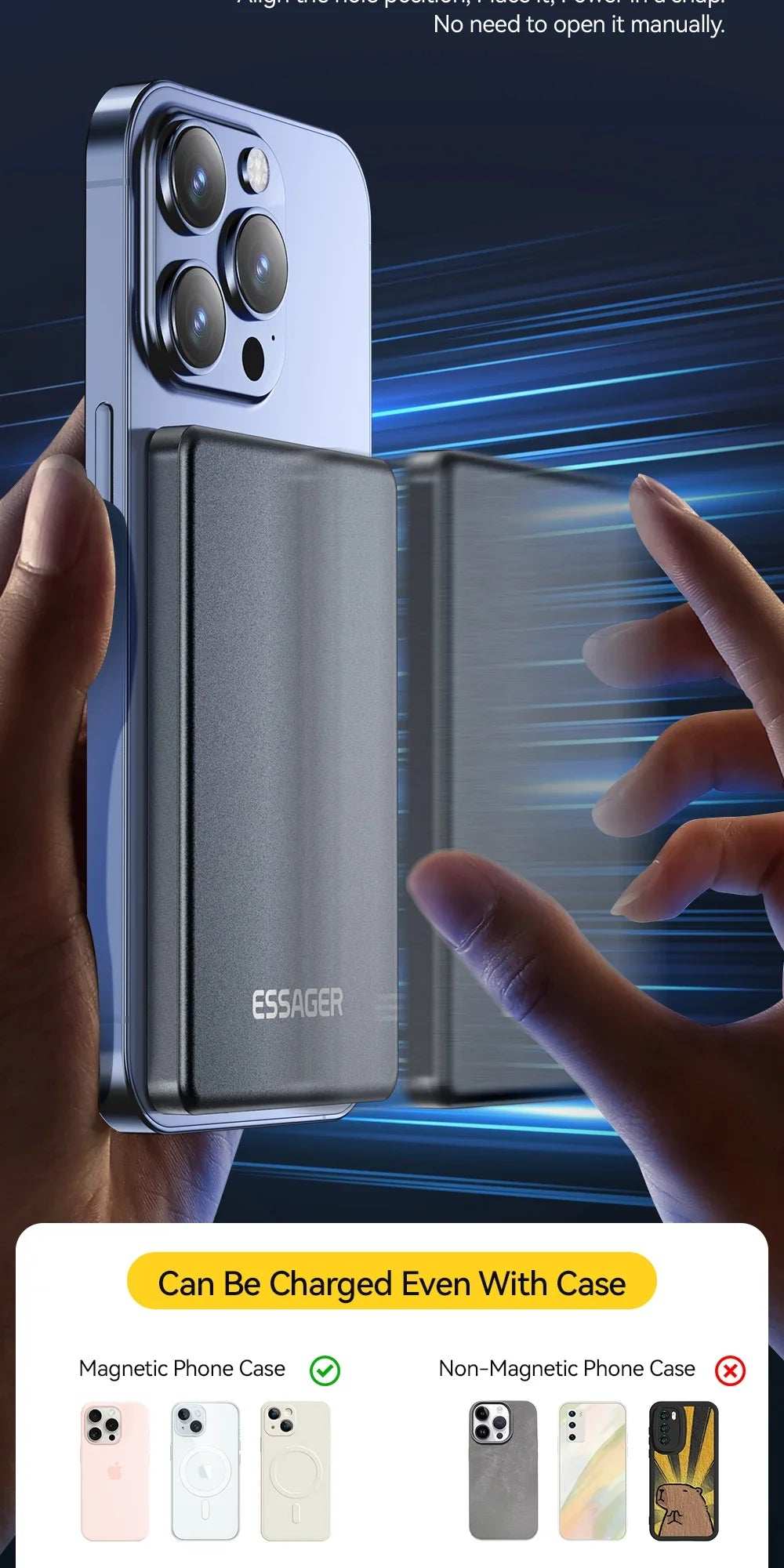 Essager Thin Wireless Power Bank Magnetic 20W 5000mAh Portable Fast Charging External Battery for Magsafe For iPhone 16 15 14 13 - ZeeBelle.com - Flyclothing LLC