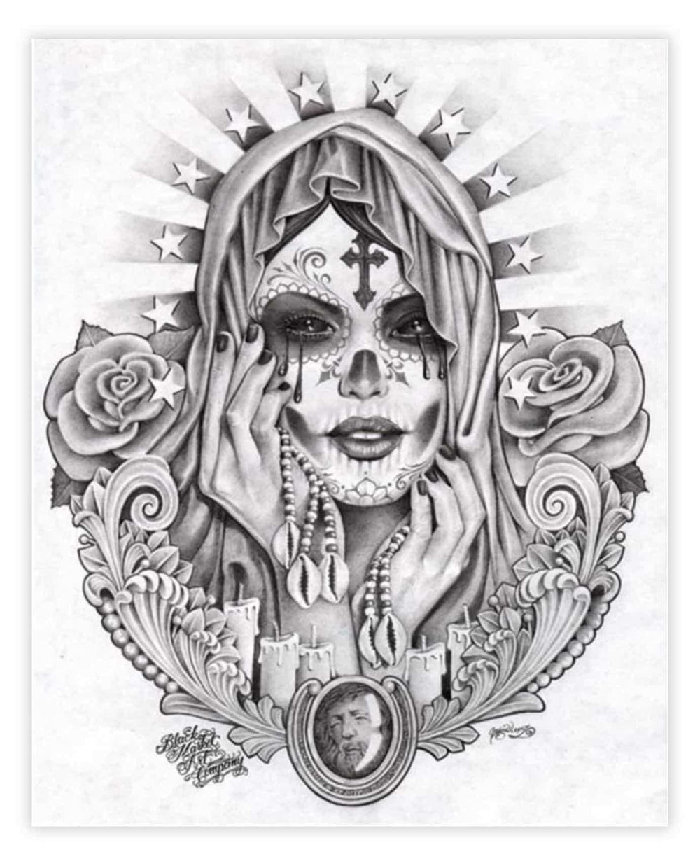 Black Market Art Company Santa Muerte Print - Black Market Art Company - Flyclothing LLC