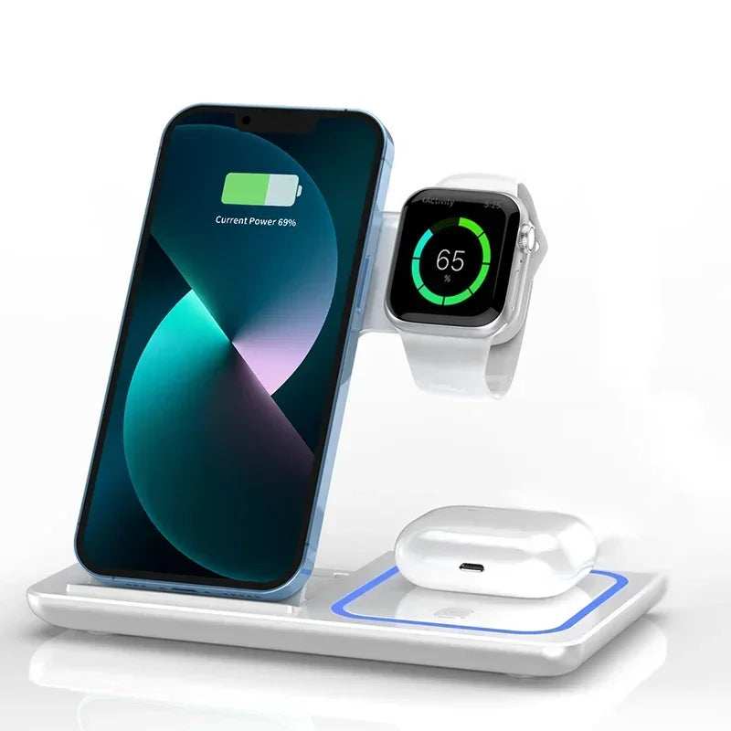 3 In 1 Wireless Charger Foldable LED Light Phone Stand For iPhone 16 15 14 13 12 Apple Watch10-2 AirPods Fast Charging Station - ZeeBelle.com - Flyclothing LLC