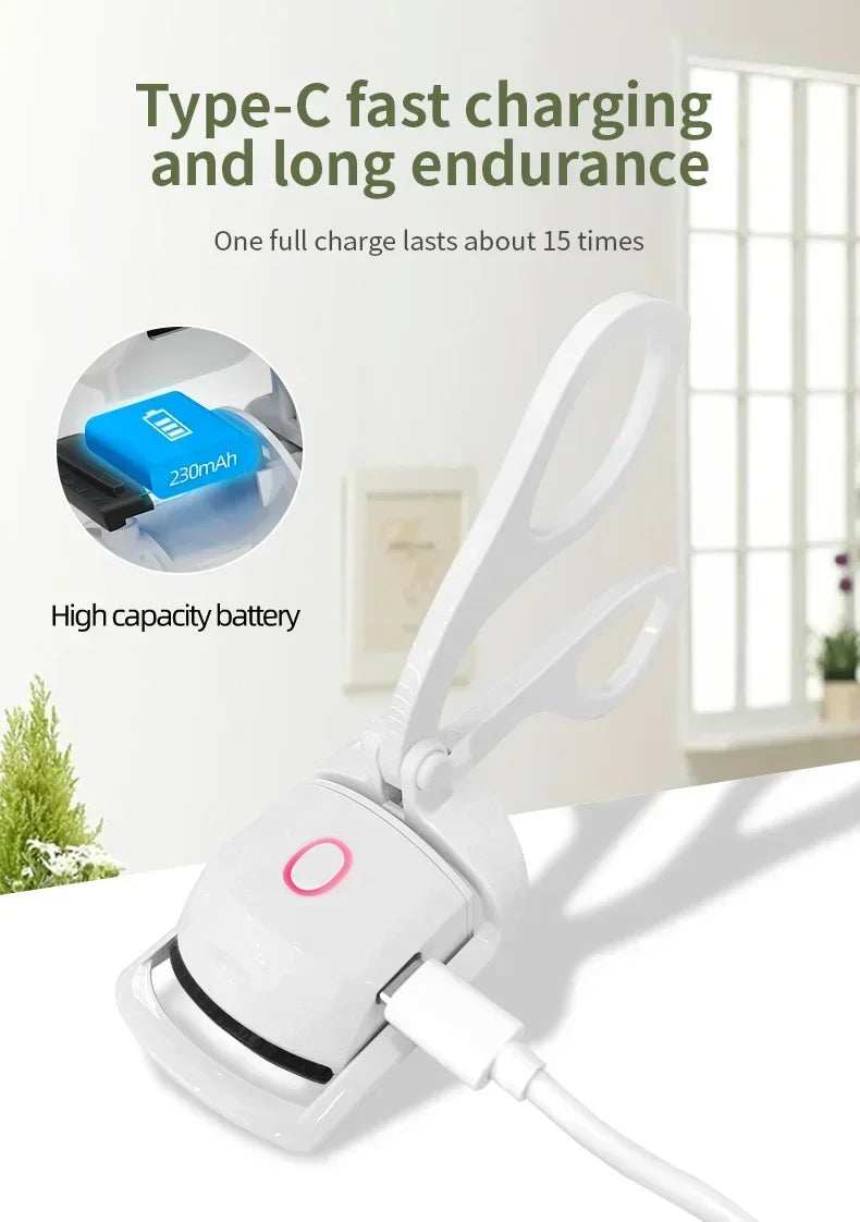 Electric Eyelash Curler USB Charging Model Fast Heating Portable Eye Lash Perm Shaping and Lasting Curling Thermal Eyelash Clip - ZeeBelle.com - Flyclothing LLC