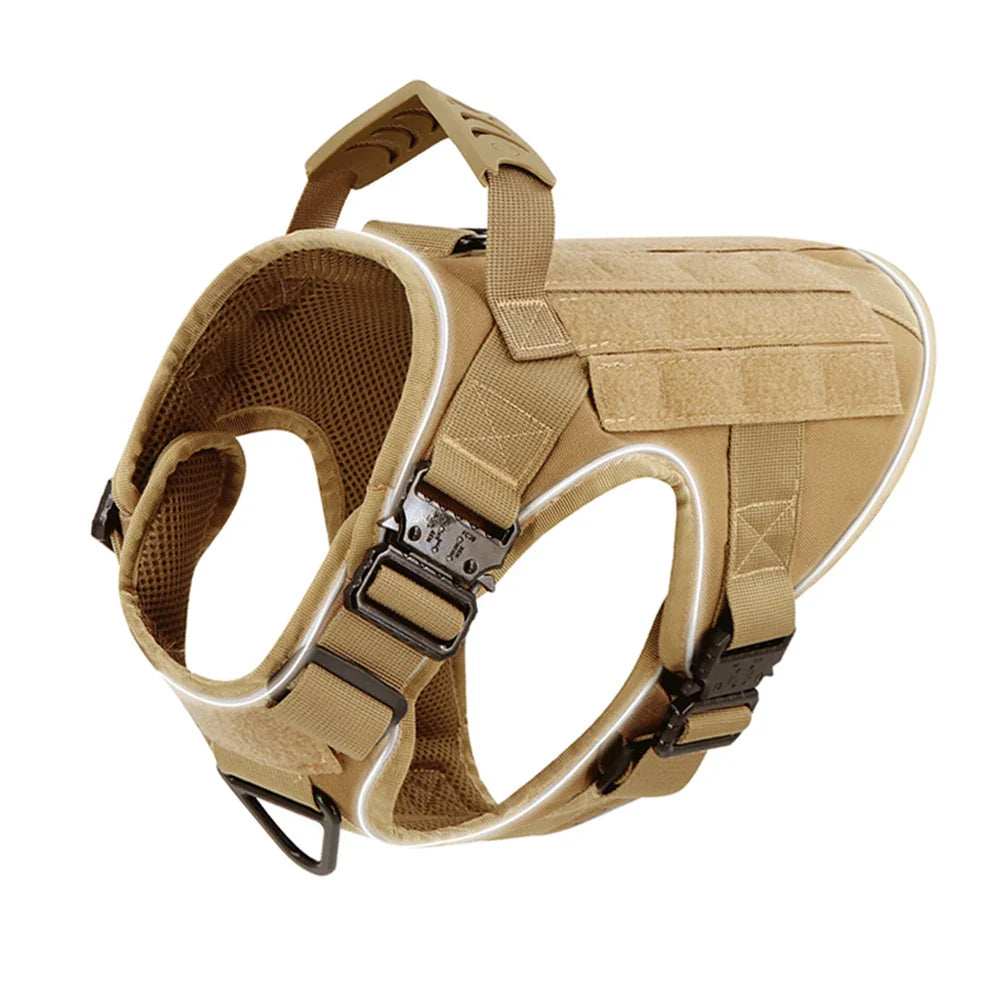 4 Metal Buckles Dog Harness Reflective Military Tactical Pet Training Walking Vest Soild Harnesses with Handle For Large Dogs - ZeeBelle.com - Flyclothing LLC