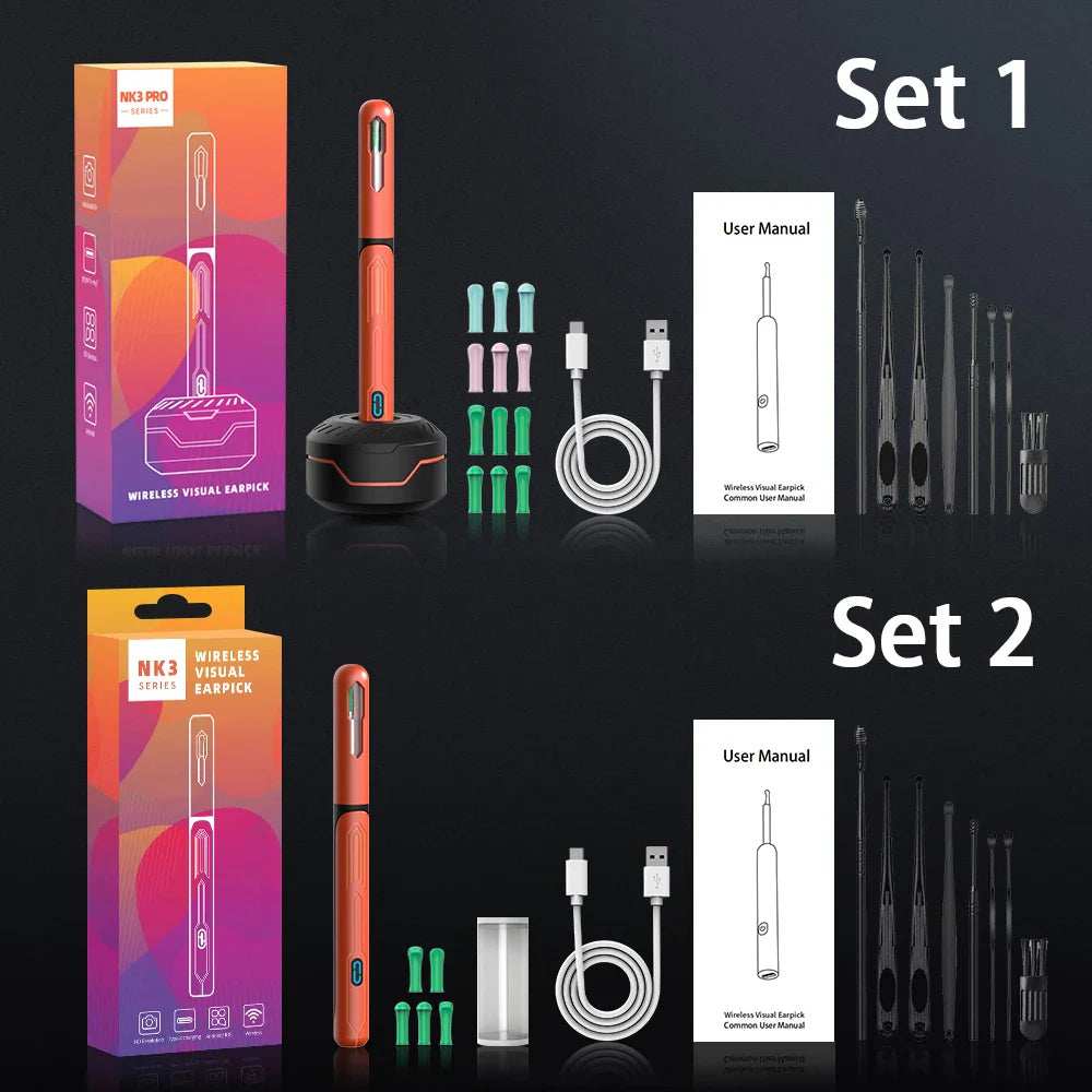 Ear Cleaner with Camera Set HD Ear Sticks Otoscope USB C Charging Endoscope Wax Removal Tool Earpick Ear Cleaning Set NK3 Pro - ZeeBelle.com - Flyclothing LLC