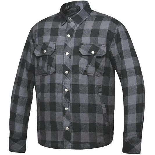 Sentry - Mens Black & Gray Armored Flannel - Unik Just for Bikers - Flyclothing LLC