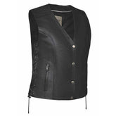 Shirly - Ladies Reflective Wing Leather Vest - Unik Just for Bikers - Flyclothing LLC