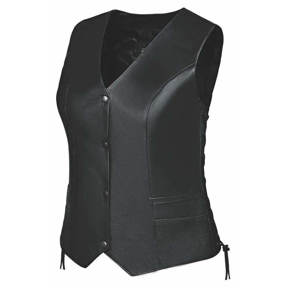 Sierra - Ladies Premium Leather Vest - Unik Just for Bikers - Flyclothing LLC