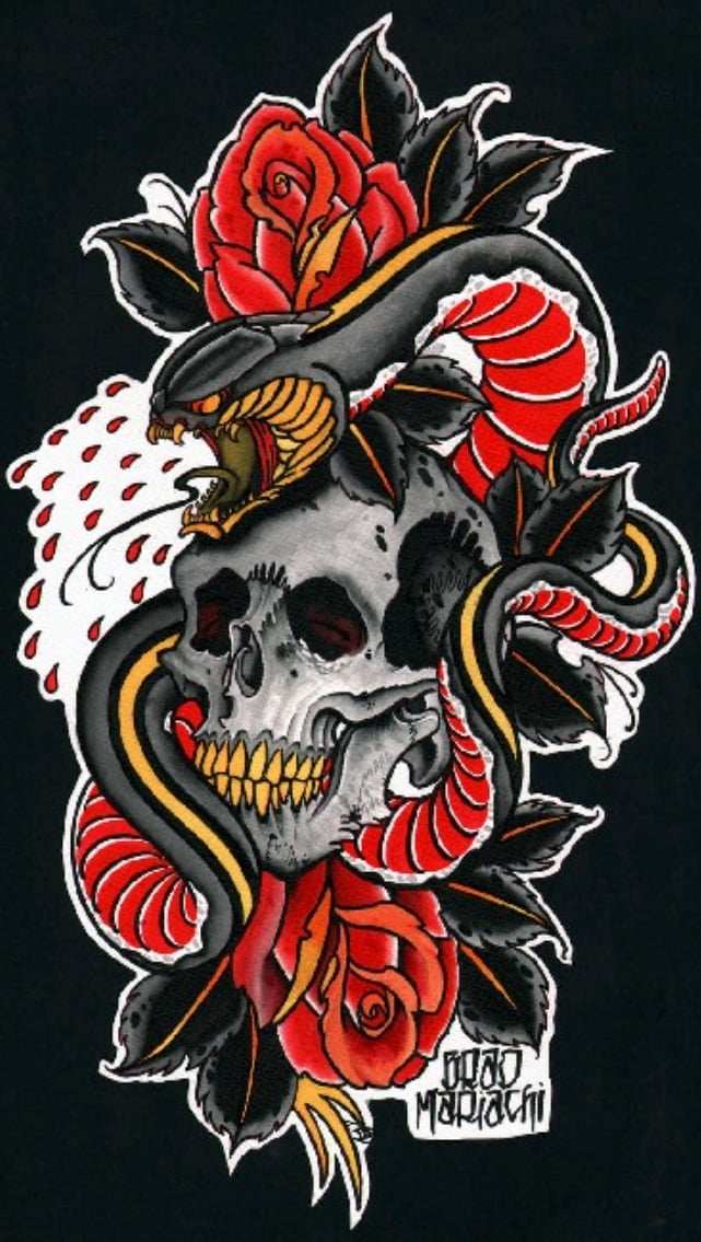 Black Market Art Company Snake & Skull Print - Black Market Art Company - Flyclothing LLC