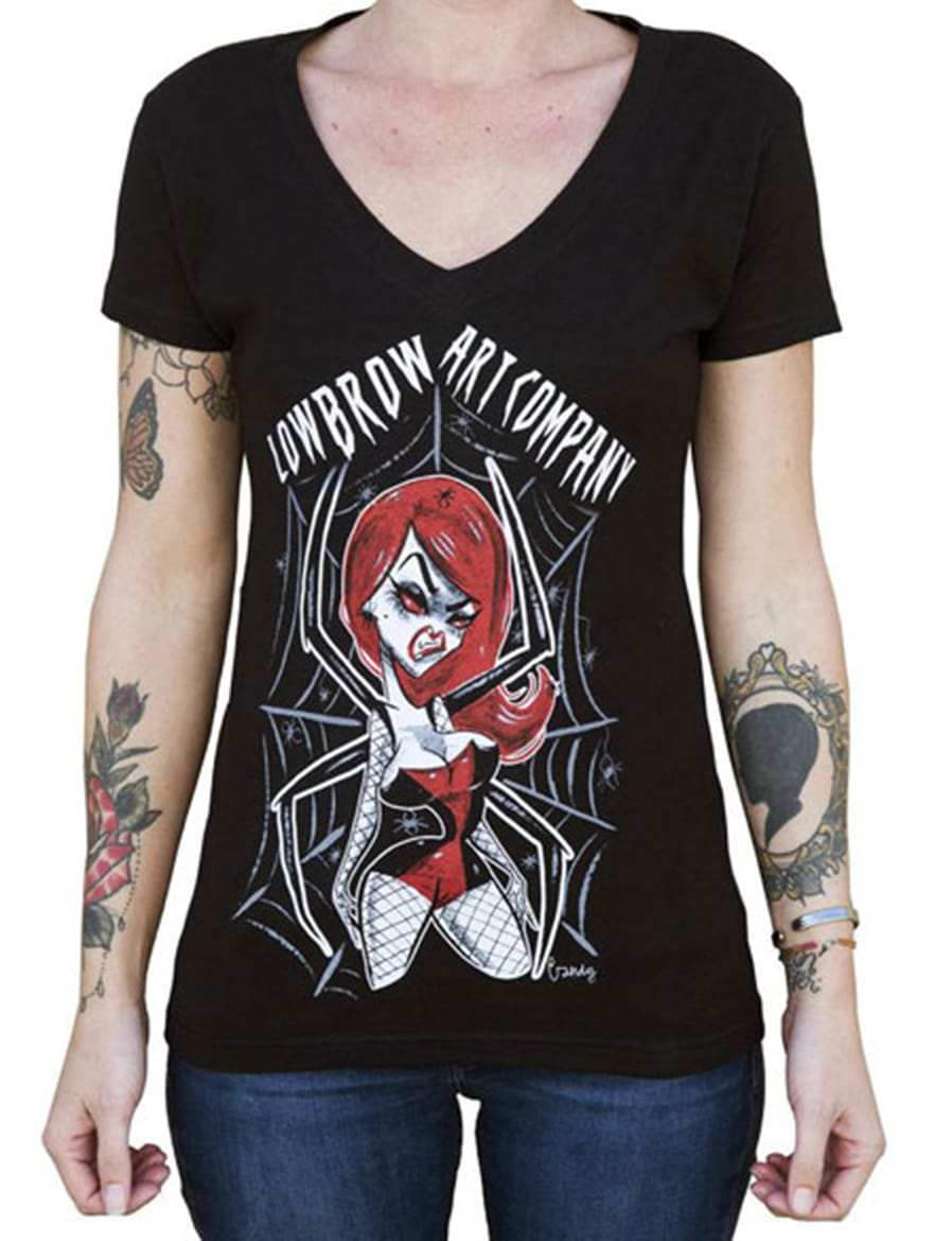 Black Market Art Company Spider Girl Women's V-Neck T-Shirt - Black Market Art Company - Flyclothing LLC