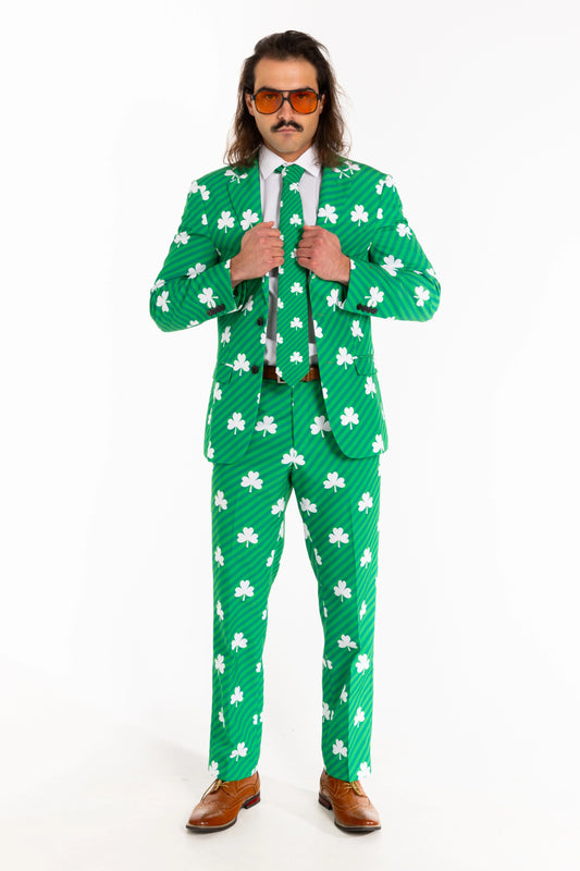 The Blarney Bagpiper | Diagonal Striped Clovers Suit - Shinesty - Flyclothing LLC