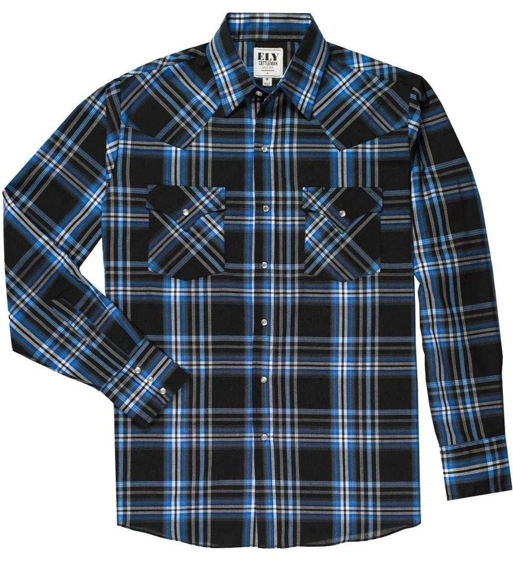 Men's Ely Cattleman Long Sleeve Plaid Western Snap Shirt - Ely Cattleman - Flyclothing LLC