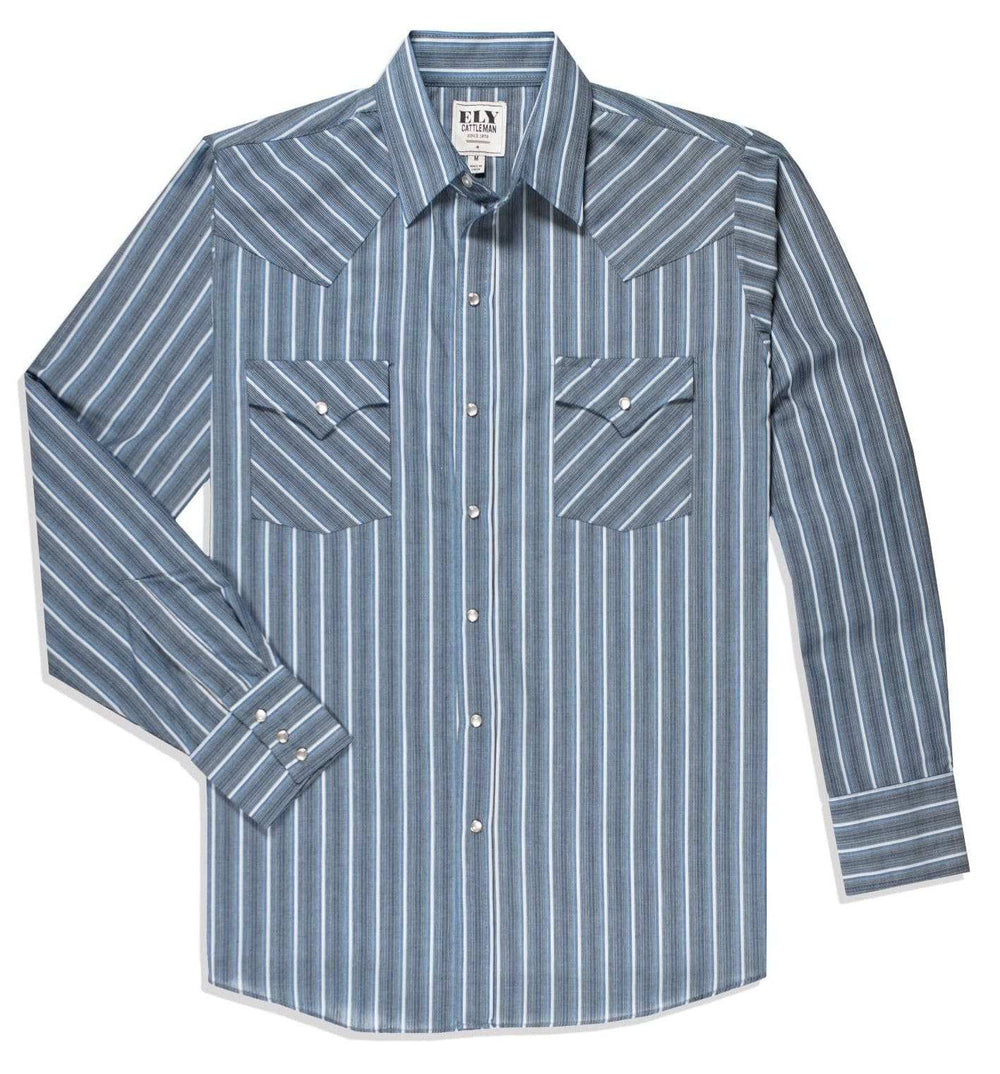 Men's Ely Cattleman Long Sleeve Stripe Western Snap Shirt - Ely Cattleman - Flyclothing LLC