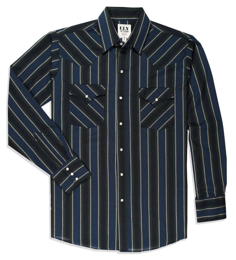 Men's Ely Cattleman Long Sleeve Stripe Western Snap Shirt - Ely Cattleman - Flyclothing LLC