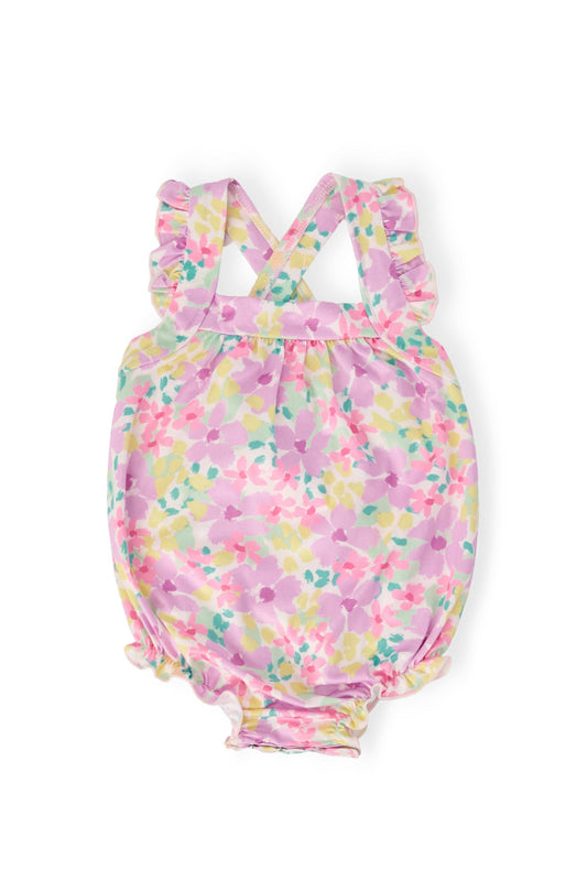 Summer Watercolor Ruffle Cross Back Romper - Mila & Rose ® - Flyclothing LLC