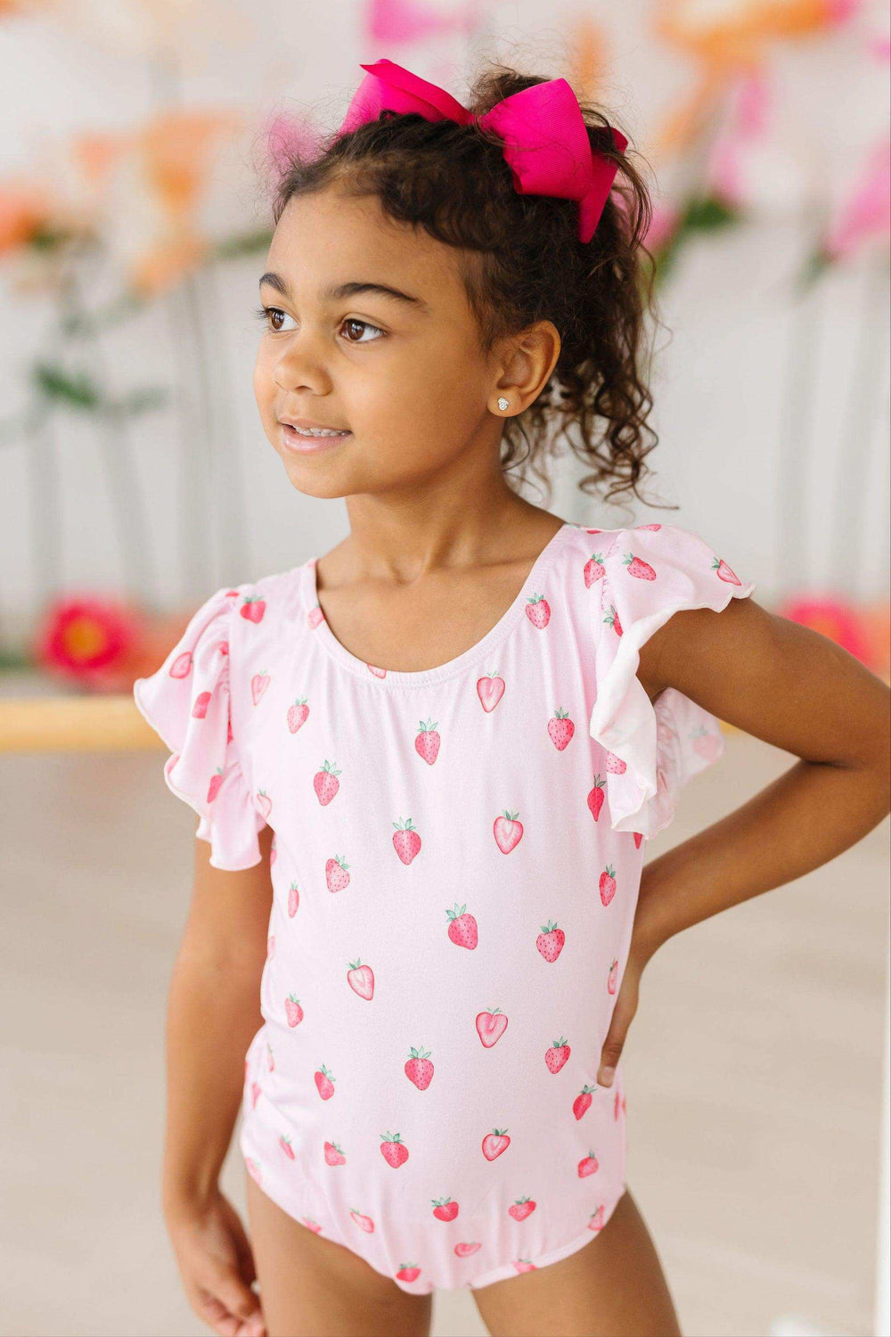 Sweet Strawberries S/S Flutter Sleeve Leotard - Mila & Rose ® - Flyclothing LLC
