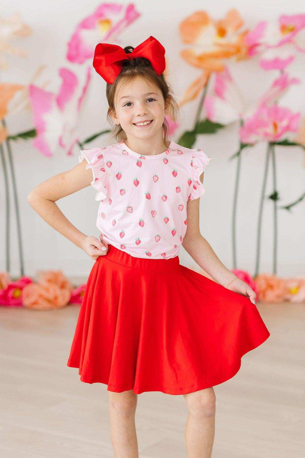 Sweet Strawberries S/S Ruffle Tee - Mila & Rose ® - Flyclothing LLC