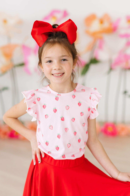 Sweet Strawberries S/S Ruffle Tee - Mila & Rose ® - Flyclothing LLC