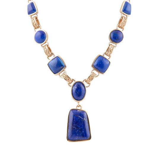 Royal Blue Lapis Golden Pendant Necklace - Barse Jewelry - Flyclothing LLC