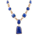 Royal Blue Lapis Golden Pendant Necklace - Barse Jewelry - Flyclothing LLC