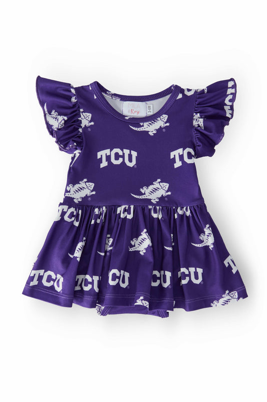 TCU Purple Frog Flutter Twirl Bodysuit - Mila & Rose ® - Flyclothing LLC