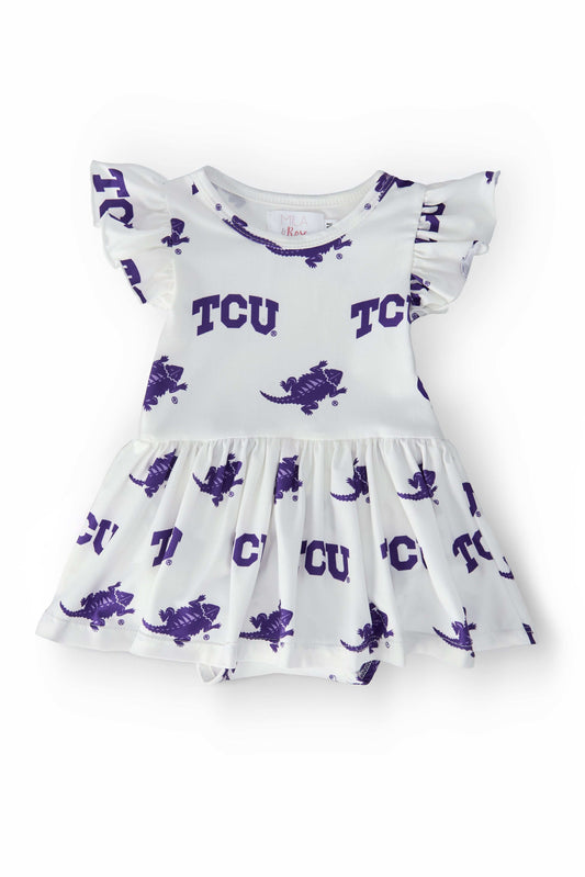 TCU White Frog Flutter Twirl Bodysuit - Mila & Rose ® - Flyclothing LLC
