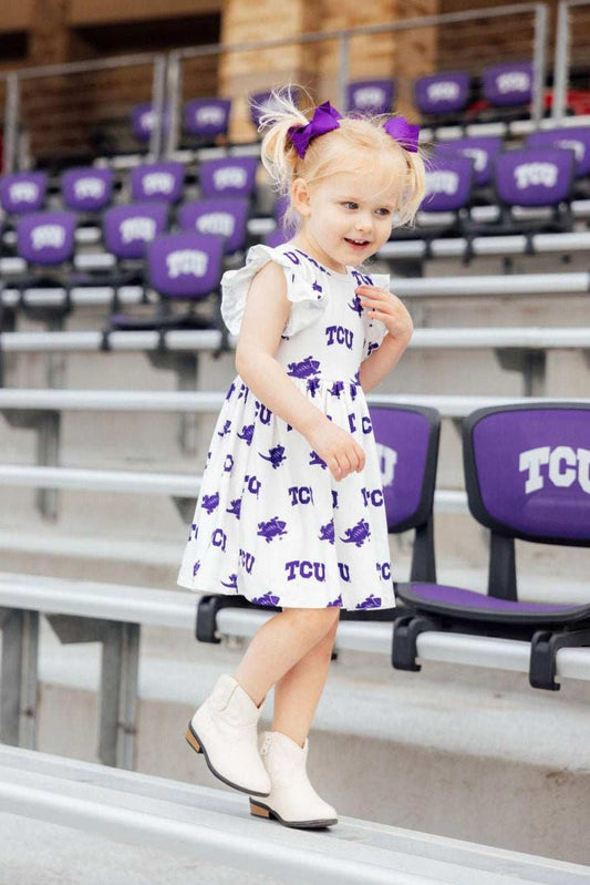 TCU White Frog Flutter Twirl Dress - Mila & Rose ® - Flyclothing LLC