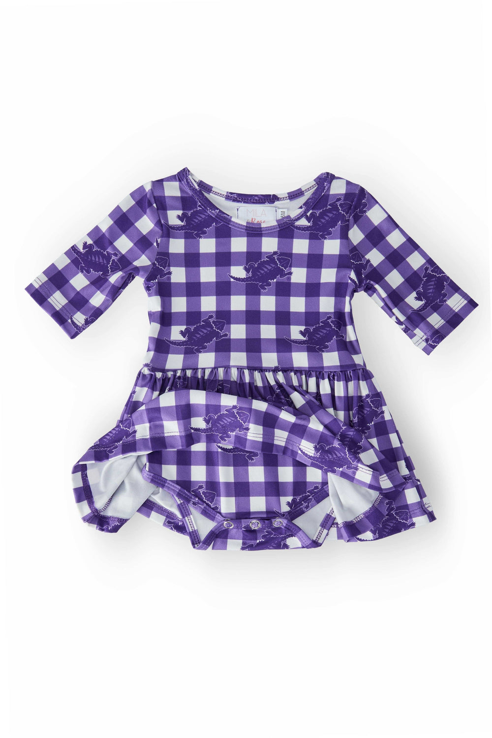 TCU Plaid Frog 3/4 Sleeve Twirl Bodysuit - Mila & Rose ® - Flyclothing LLC