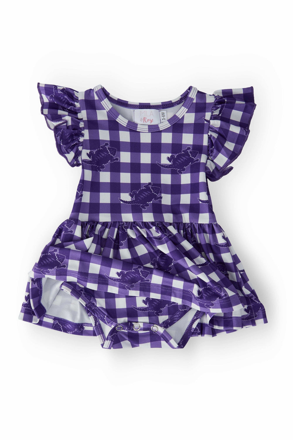 TCU Plaid Frog Flutter Twirl Bodysuit - Mila & Rose ® - Flyclothing LLC