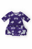 TCU Purple Frog 3/4 Sleeve Twirl Bodysuit - Mila & Rose ® - Flyclothing LLC