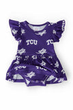 TCU Purple Frog Flutter Twirl Bodysuit - Mila & Rose ® - Flyclothing LLC