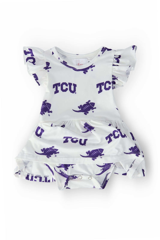 TCU White Frog Flutter Twirl Bodysuit - Mila & Rose ® - Flyclothing LLC