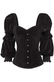 Daisy Corsets Top Drawer Black Velvet Steel Boned Long Sleeve Corset - Daisy Corsets - Flyclothing LLC