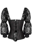 Daisy Corsets Top Drawer Black w/Black Lace Steel Boned Long Sleeve Corset - Daisy Corsets - Flyclothing LLC