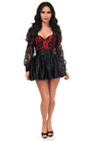 Daisy Corsets Top Drawer 2 PC Red/Black Lace Steel Boned Corset & Satin Skirt Set - Daisy Corsets - Flyclothing LLC