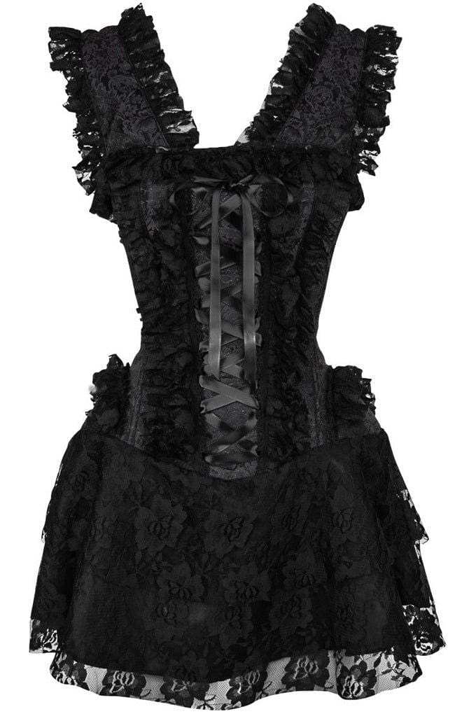 Daisy Corsets Top Drawer Steel Boned Black Lace Victorian Corset Dress - Daisy Corsets - Flyclothing LLC