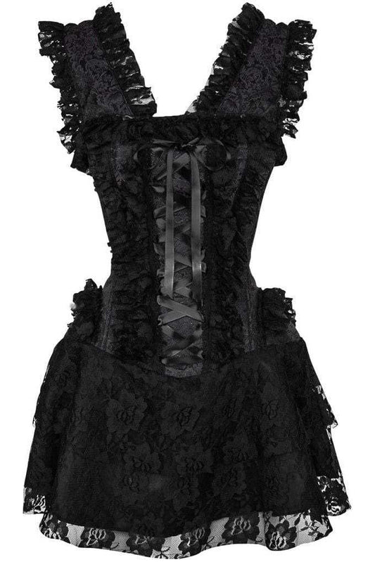 Daisy Corsets Top Drawer Steel Boned Black Lace Victorian Corset Dress - Daisy Corsets - Flyclothing LLC
