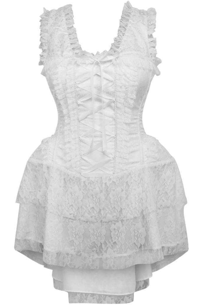 Daisy Corsets Top Drawer Steel Boned White Lace Victorian Corset Dress - Daisy Corsets - Flyclothing LLC