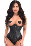 Daisy Corsets Top Drawer Black Faux Leather Steel Boned Underwire Curvy Cut Waist Cincher Corset - Daisy Corsets - Flyclothing LLC