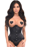 Daisy Corsets Top Drawer Black Satin Steel Boned Underwire Curvy Cut Waist Cincher Corset - Daisy Corsets - Flyclothing LLC