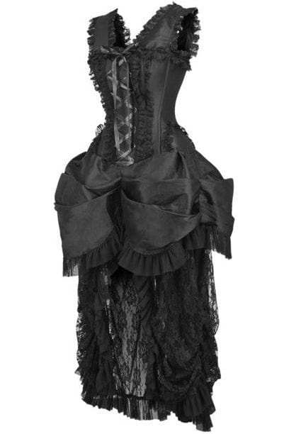 Daisy Corsets Top Drawer Steel Boned Black Lace Victorian Bustle Corset Dress - Daisy Corsets - Flyclothing LLC