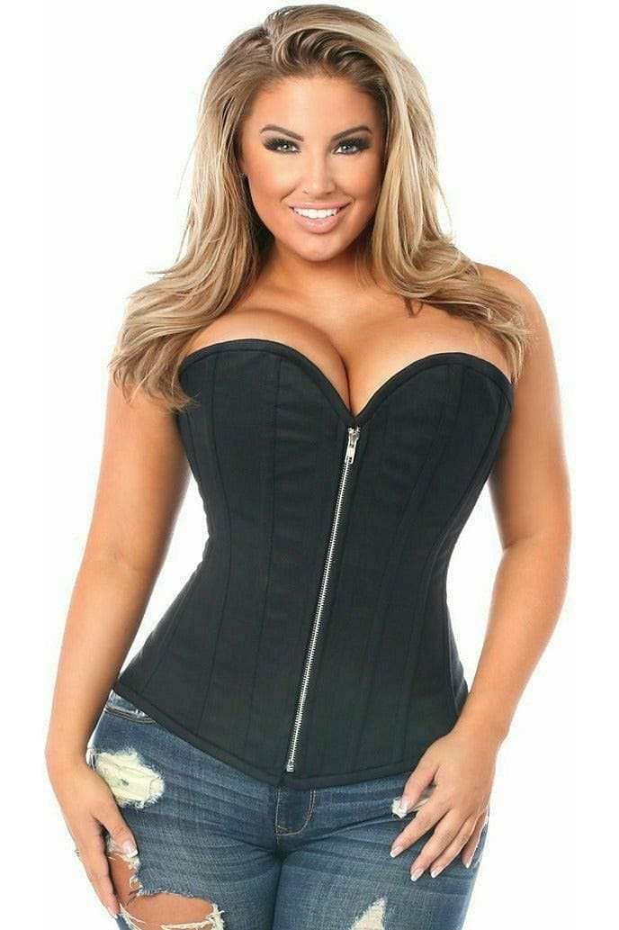 Daisy Corsets Top Drawer Black Cotton Steel Boned Corset w/Zipper - Daisy Corsets - Flyclothing LLC