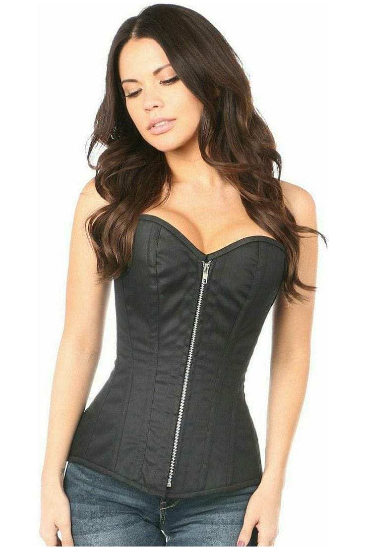 Daisy Corsets Top Drawer Black Cotton Steel Boned Corset w/Zipper - Daisy Corsets - Flyclothing LLC