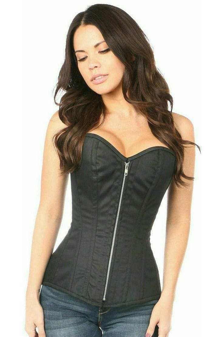 Daisy Corsets Top Drawer Black Cotton Steel Boned Corset w/Zipper - Daisy Corsets - Flyclothing LLC