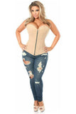 Daisy Corsets Top Drawer Tan Cotton Steel Boned Corset w/Zipper - Daisy Corsets - Flyclothing LLC