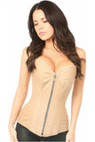 Daisy Corsets Top Drawer Tan Cotton Steel Boned Corset w/Zipper - Daisy Corsets - Flyclothing LLC