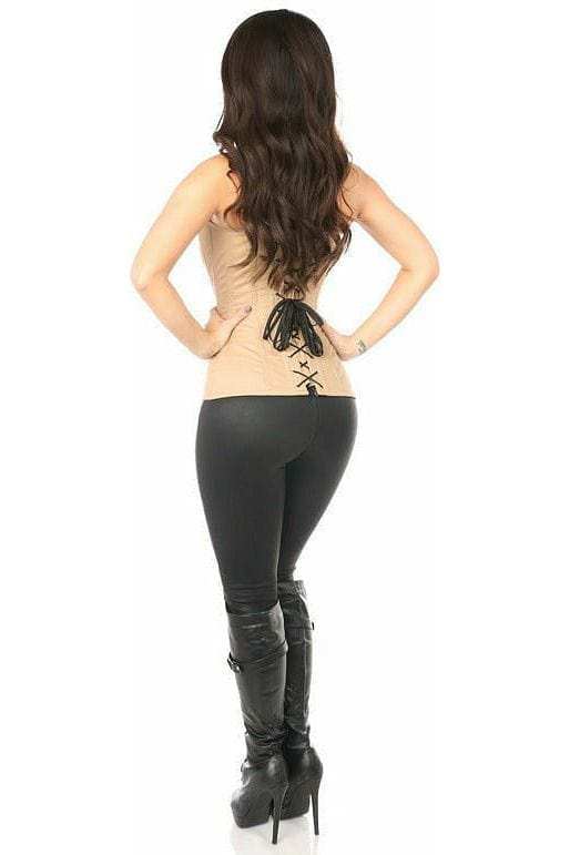 Daisy Corsets Top Drawer Tan Cotton Steel Boned Corset w/Zipper - Daisy Corsets - Flyclothing LLC
