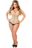 Daisy Corsets Top Drawer Tan Cotton Steel Boned Corset w/Zipper - Daisy Corsets - Flyclothing LLC
