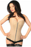 Daisy Corsets Top Drawer Tan Cotton Steel Boned Corset w/Zipper - Daisy Corsets - Flyclothing LLC