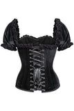 Daisy Corsets Top Drawer Steel Boned Black Velvet Overbust Corset w/Sleeves - Daisy Corsets - Flyclothing LLC