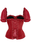 Daisy Corsets Top Drawer Steel Boned Dark Red Velvet Overbust Corset w/Sleeves - Daisy Corsets - Flyclothing LLC