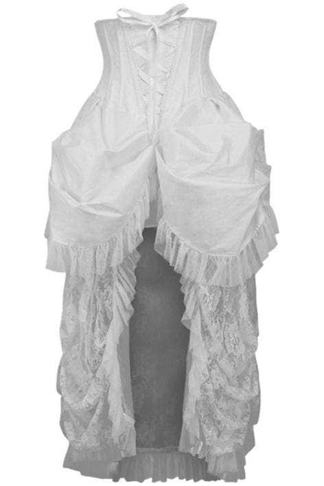Daisy Corsets Top Drawer Steel Boned White Lace Victorian Bustle Underbust Corset Dress - Daisy Corsets - Flyclothing LLC